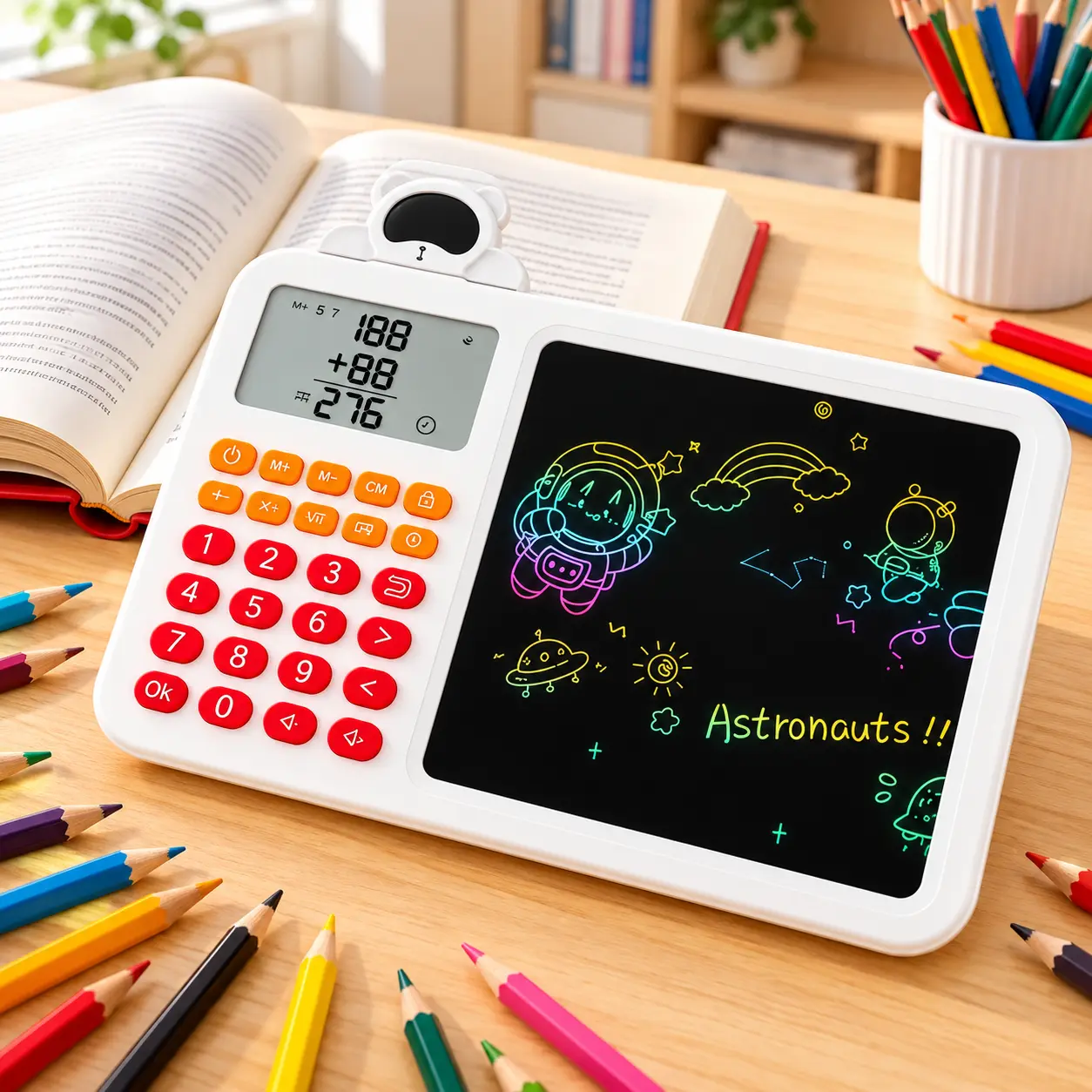 Matematički tablet sa kalkulatorom i LCD tablom na stolu