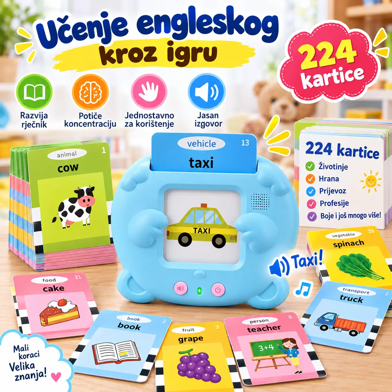 Set sa čitačem i 224 kartice za učenje engleskog jezika